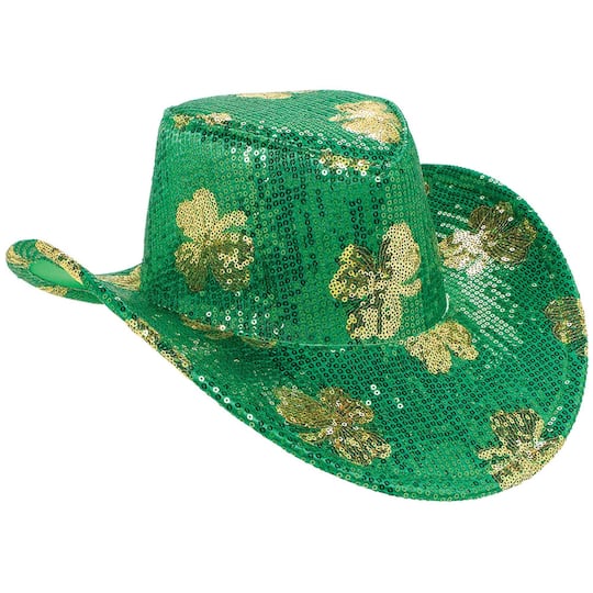 St. Patrick&#x27;s Day Sequin Shamrock Cowboy Hat